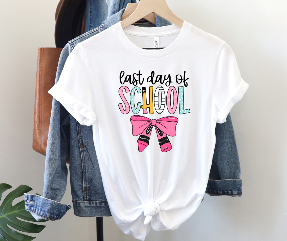 Last Day of School with Crayon Bow Shirt