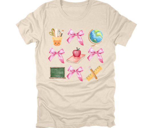 Pink Bow Collage Teacher Shirt